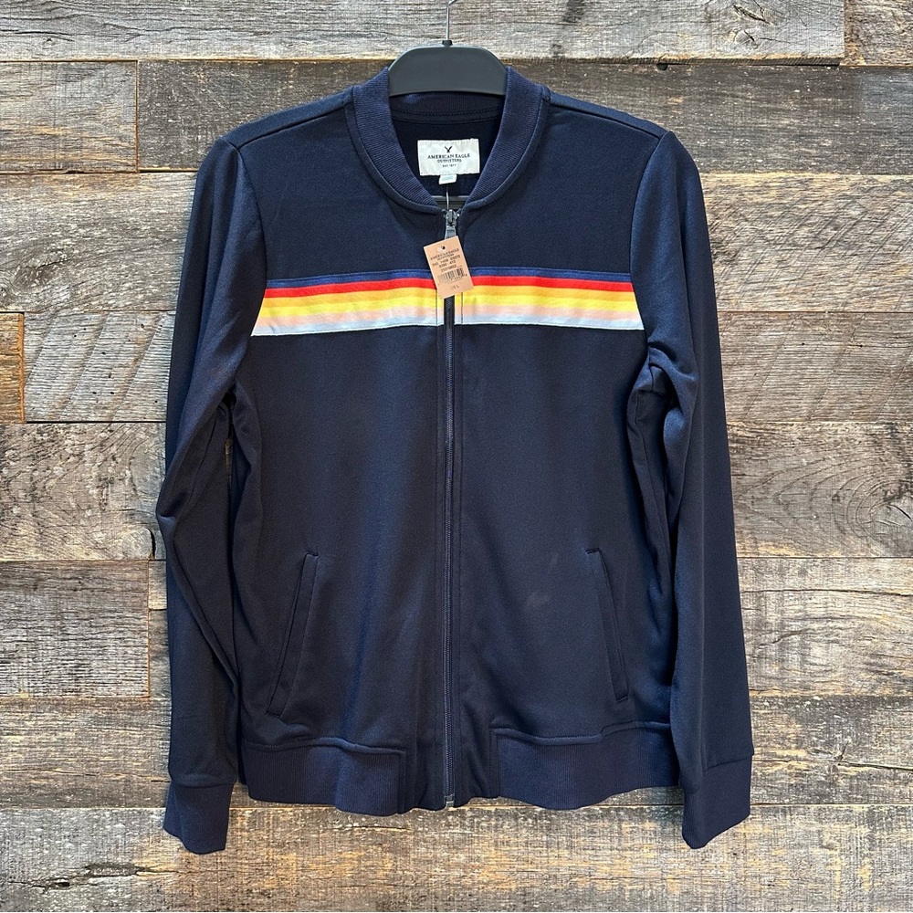 American Eagle Striped Zip-Up Jacket, NWT!!